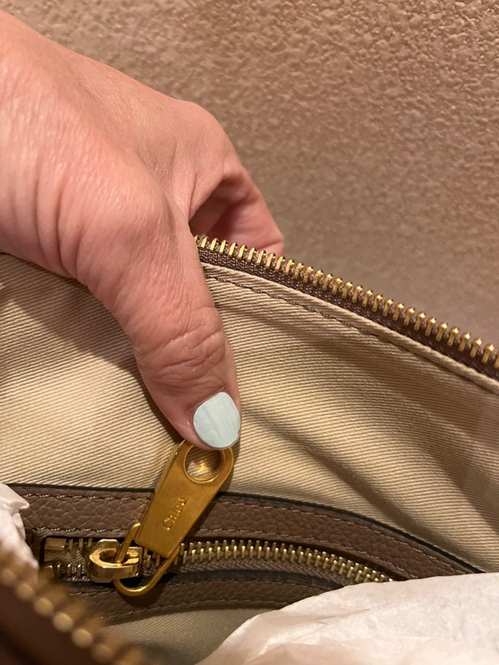 Medium Chloe Marcie Leather Satchel in desert taupe - Picture 14 of 16